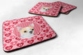 Chihuahua Hearts Love and Valentine's Day Portrait Foam Coasters Set of 4 Cup Coasters for Indoor Outdoor, Tabletop Protection, Anti Slip, Mouse pad Material