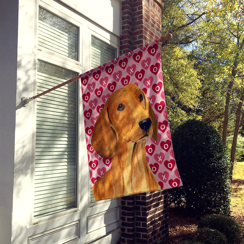 Dachshund Hearts Love and Valentine's Day Portrait House Flag 28x40 Porch Sleeve Pole Decorative Outside Yard Banner Artwork Wall Hanging, Polyester