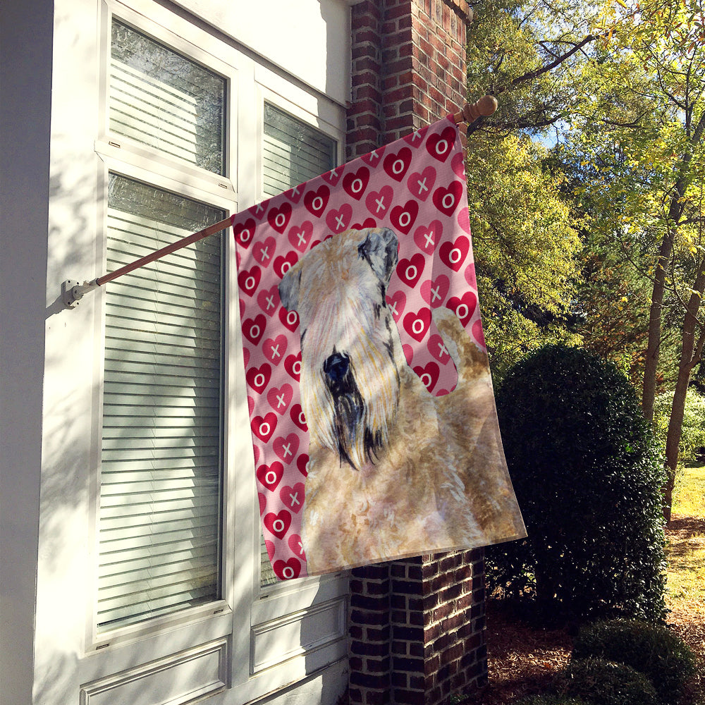 Wheaten Terrier Soft Coated Hearts Love Valentine's House Flag 28x40 Porch Sleeve Pole Decorative Outside Yard Banner Artwork Wall Hanging, Polyester