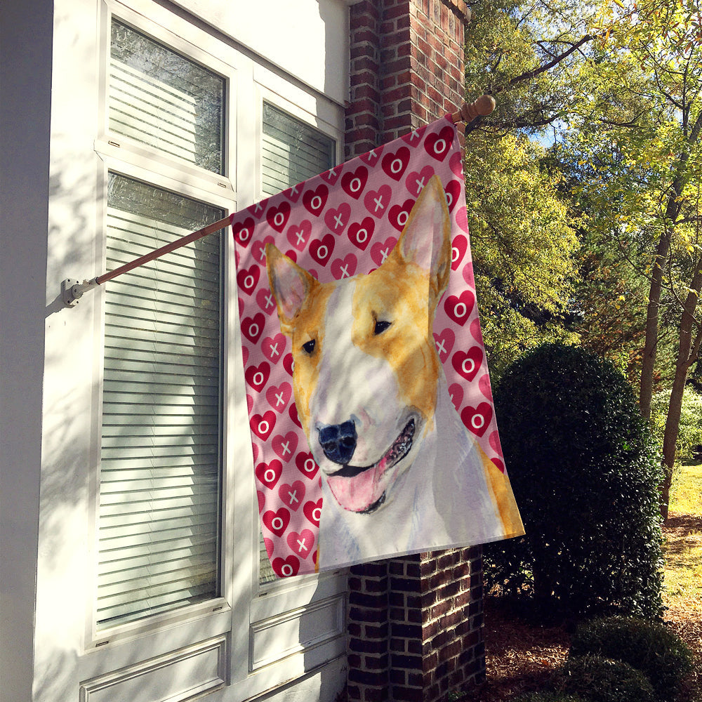 Bull Terrier Hearts Love and Valentine's Day Portrait House Flag 28x40 Porch Sleeve Pole Decorative Outside Yard Banner Artwork Wall Hanging, Polyester