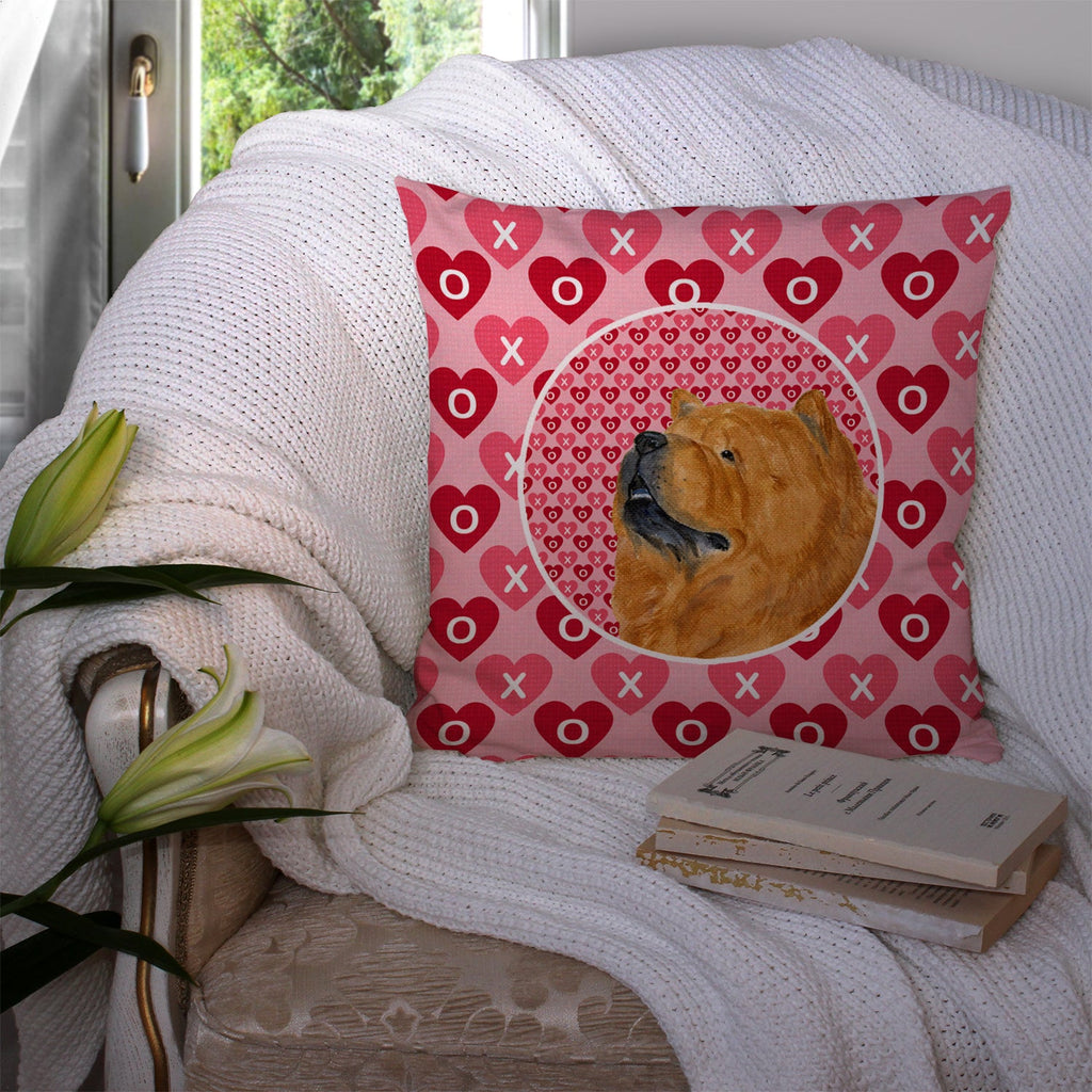 Chow Chow Hearts Love and Valentine's Day Portrait Decorative Throw Pillow 14x14 Indoor Outdoor Accent Cushion, Fabric Cover with Insert for Sofa, Bed, Porch & Living Room