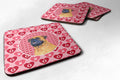 Mastiff Hearts Love and Valentine's Day Portrait Foam Coasters Set of 4 Cup Coasters for Indoor Outdoor, Tabletop Protection, Anti Slip, Mouse pad Material