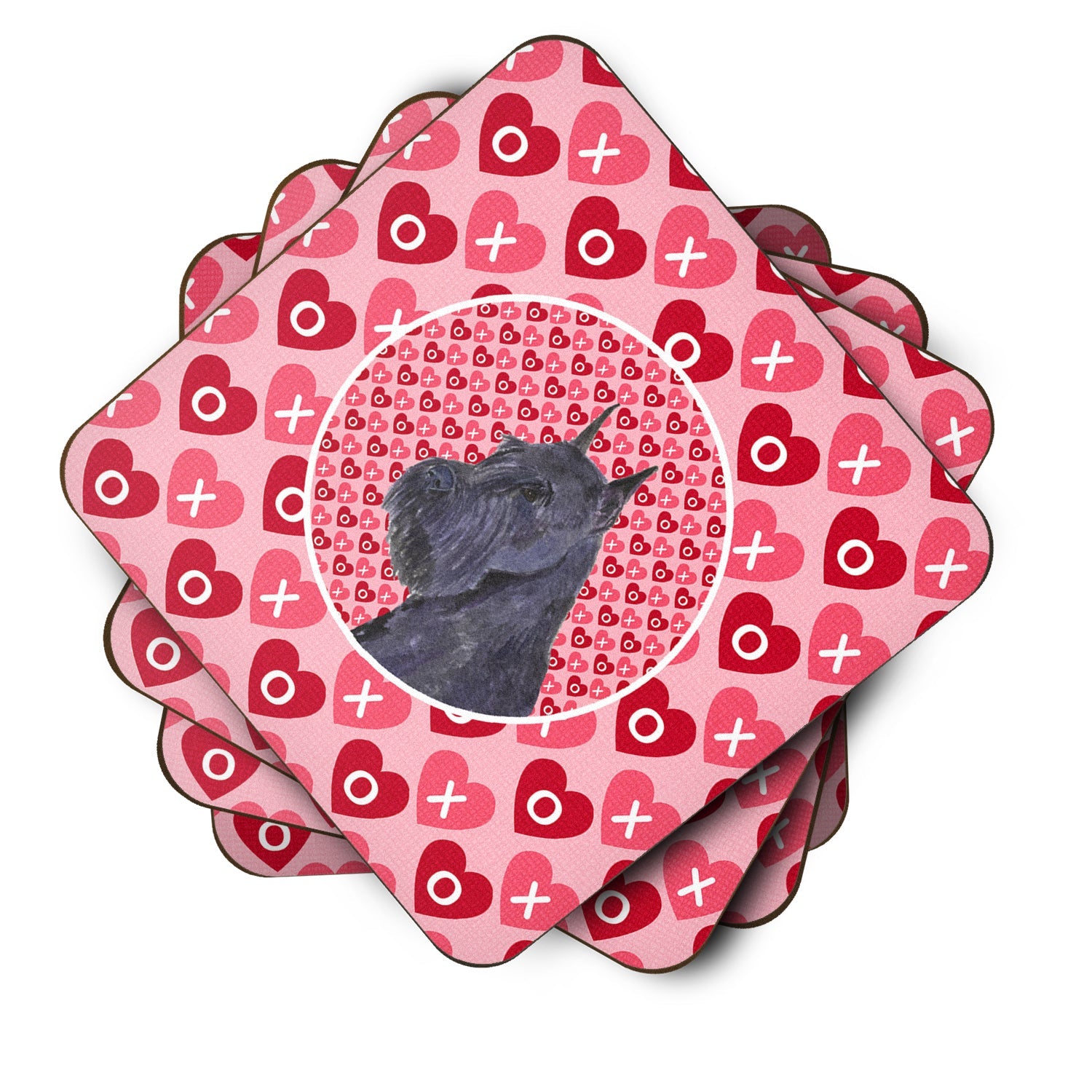 Schnauzer Hearts Love and Valentine's Day Portrait Foam Coasters Set of 4 Cup Coasters for Indoor Outdoor, Tabletop Protection, Anti Slip, Mouse pad Material
