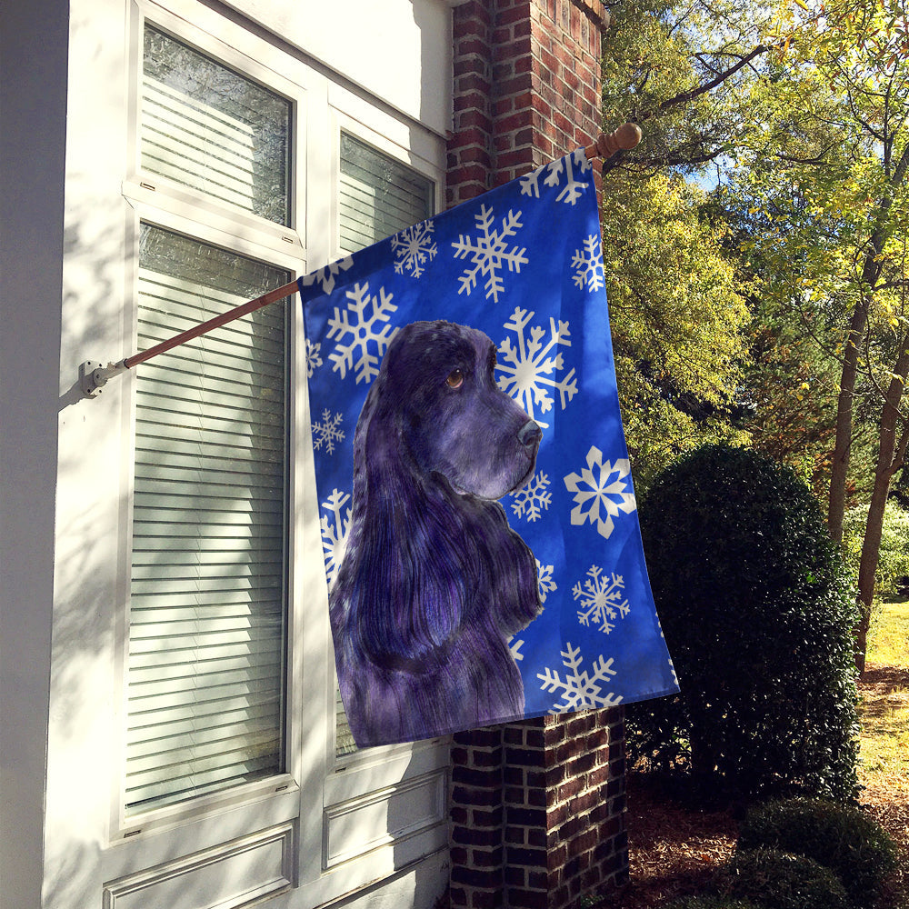 Cocker Spaniel Winter Snowflakes Holiday House Flag 28x40 Porch Sleeve Pole Decorative Outside Yard Banner Artwork Wall Hanging, Polyester