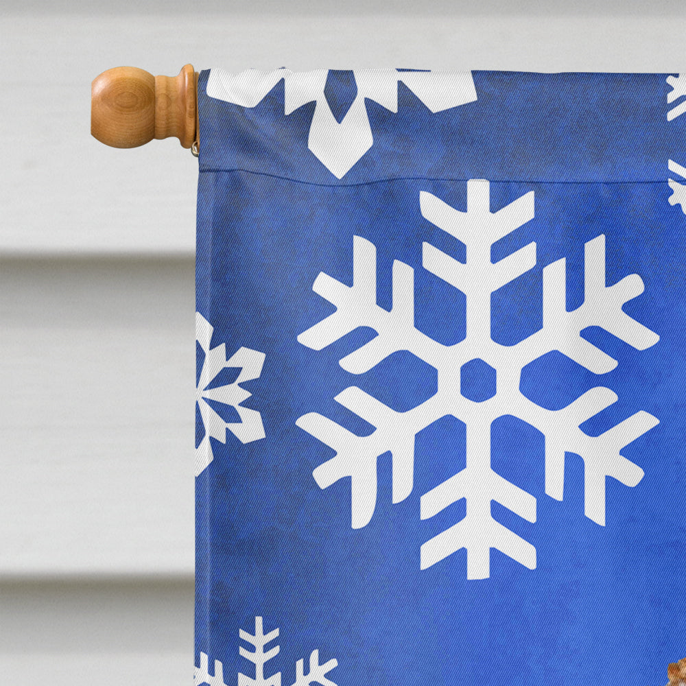 Jack Russell Terrier Winter Snowflakes Holiday House Flag 28x40 Porch Sleeve Pole Decorative Outside Yard Banner Artwork Wall Hanging, Polyester