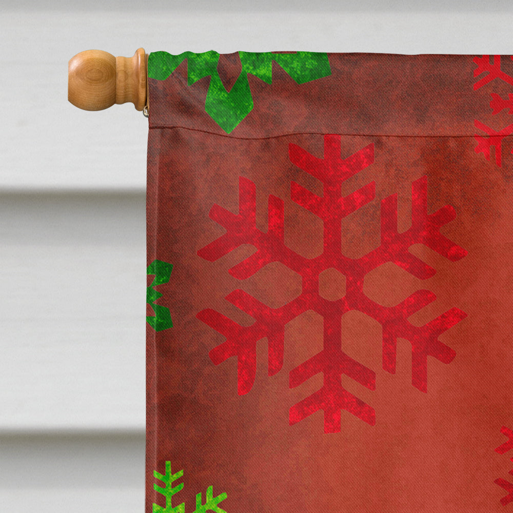 Doberman Red and Green Snowflakes Holiday Christmas House Flag 28x40 Porch Sleeve Pole Decorative Outside Yard Banner Artwork Wall Hanging, Polyester