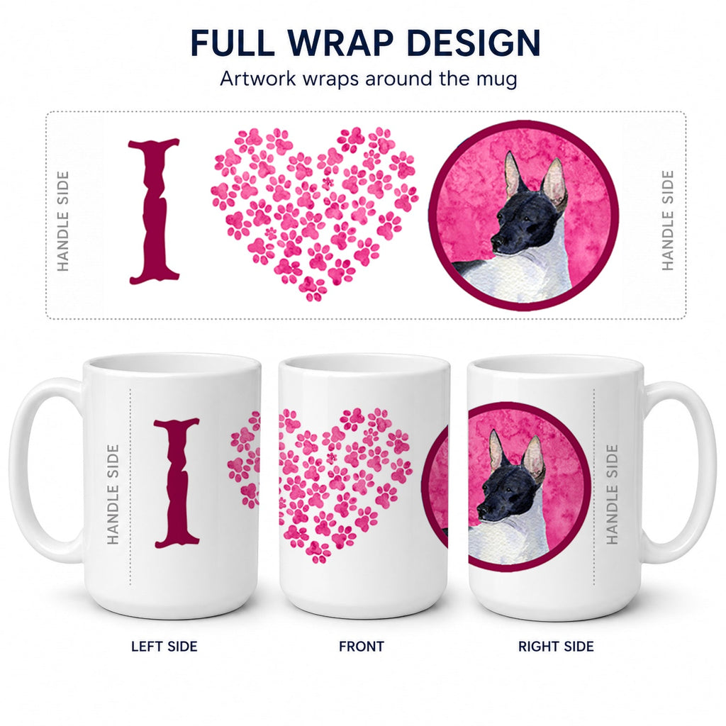 Pink Rat Terrier Ceramic Coffee Mug 15 oz Decorative Large C Handle Mug Cup for Tea, Cocoa Hot Chocolate