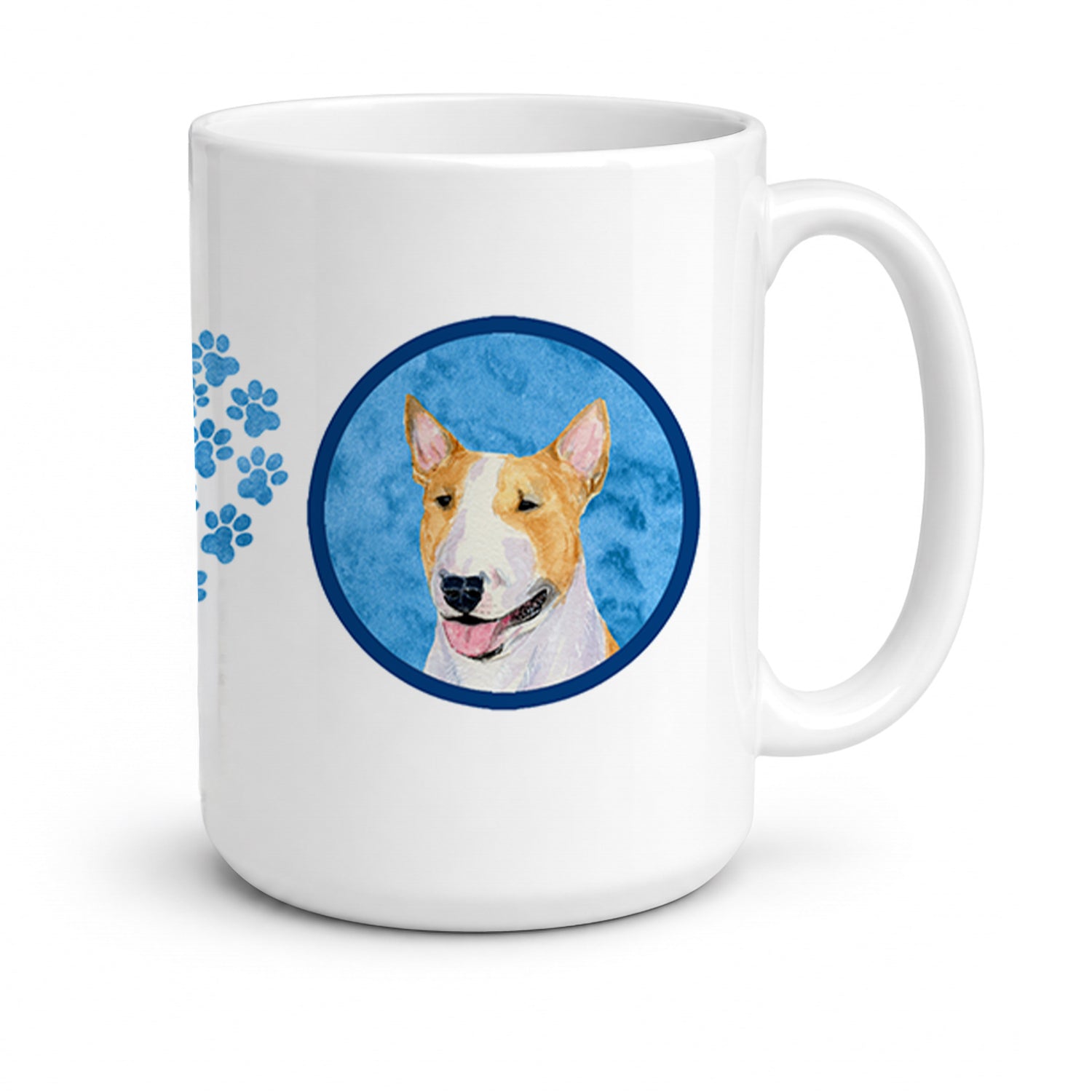 Blue Bull Terrier Ceramic Coffee Mug 15 oz Decorative Large C Handle Mug Cup for Tea, Cocoa Hot Chocolate