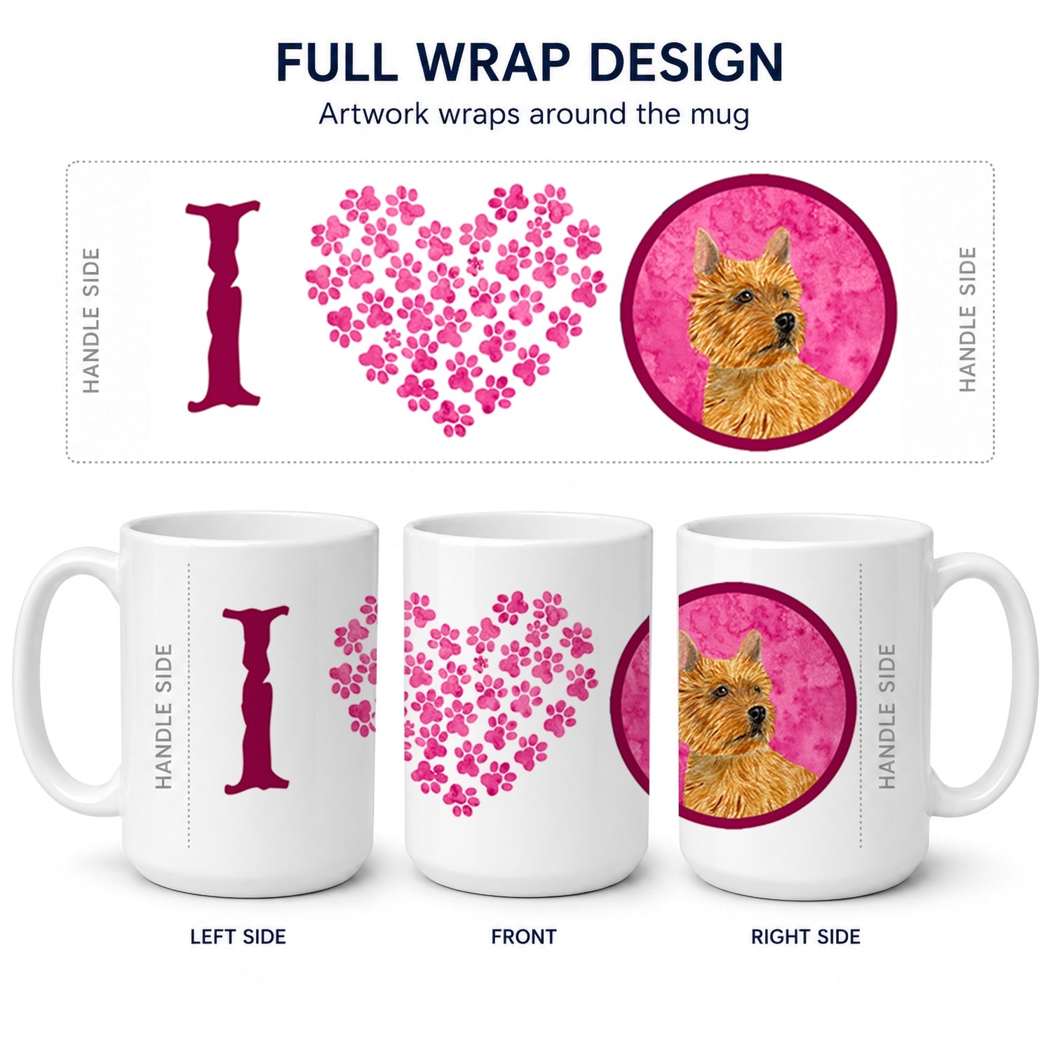 Pink Norwich Terrier Ceramic Coffee Mug 15 oz Decorative Large C Handle Mug Cup for Tea, Cocoa Hot Chocolate