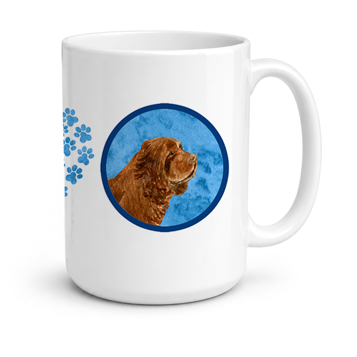 Blue Sussex Spaniel Ceramic Coffee Mug 15 oz Decorative Large C Handle Mug Cup for Tea, Cocoa Hot Chocolate