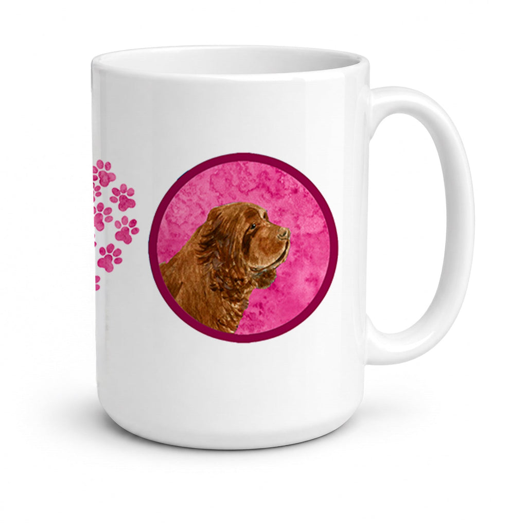 Pink Sussex Spaniel Ceramic Coffee Mug 15 oz Decorative Large C Handle Mug Cup for Tea, Cocoa Hot Chocolate
