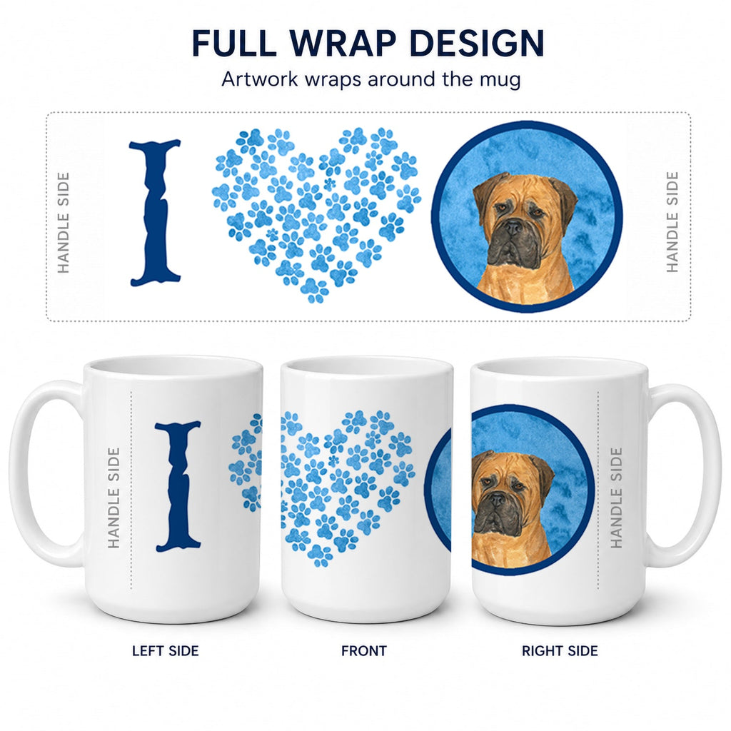 Blue Bullmastiff Ceramic Coffee Mug 15 oz Decorative Large C Handle Mug Cup for Tea, Cocoa Hot Chocolate
