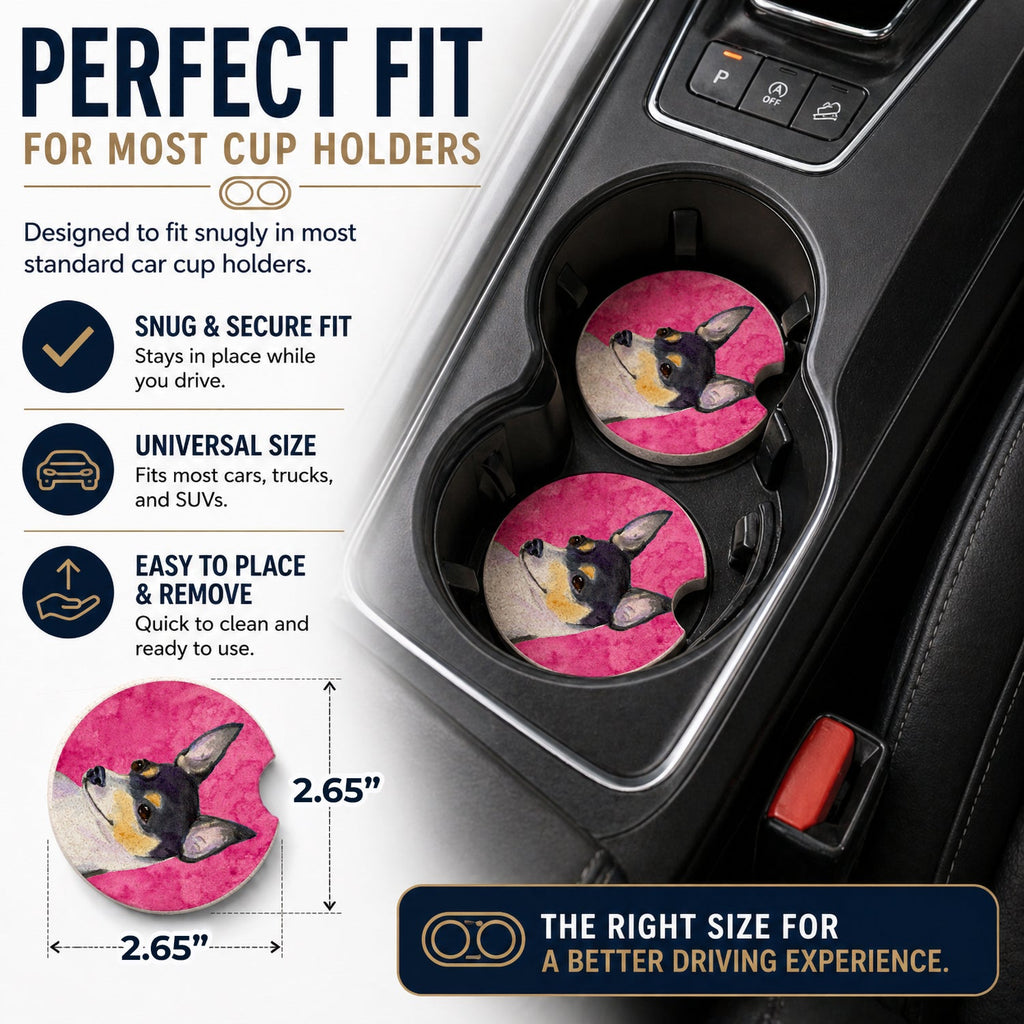 Pink Chihuahua Set of 2 Cup Holder Car Coasters Absorbent Round Sandstone Coasters Gifts for Men or Women, 2.5, Multicolor