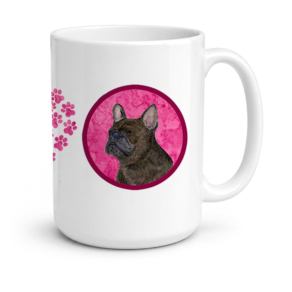 Pink French Bulldog Ceramic Coffee Mug 15 oz Decorative Large C Handle Mug Cup for Tea, Cocoa Hot Chocolate