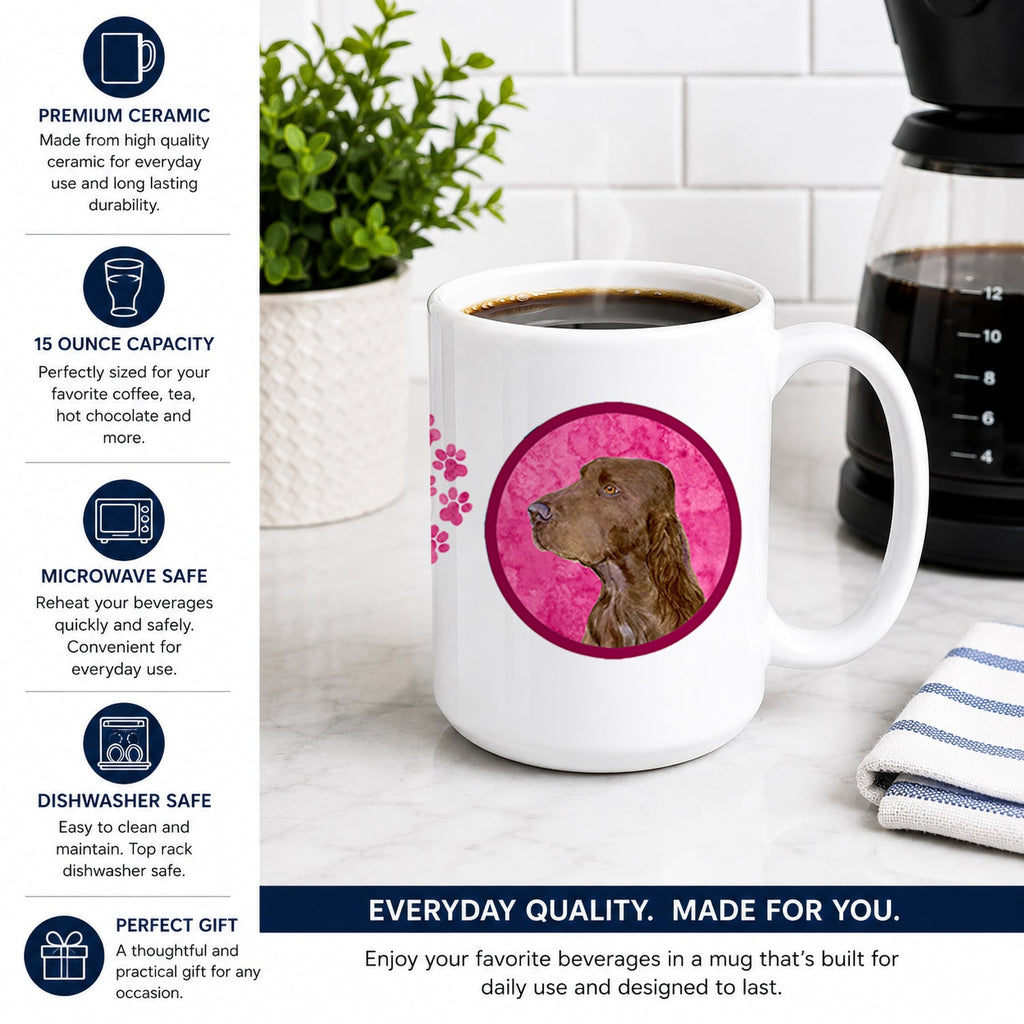 Pink Field Spaniel Ceramic Coffee Mug 15 oz Decorative Large C Handle Mug Cup for Tea, Cocoa Hot Chocolate