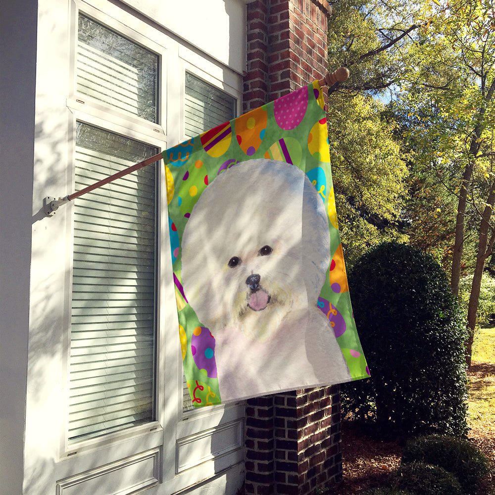 Bichon Frise Easter Eggtravaganza House Flag 28x40 Porch Sleeve Pole Decorative Outside Yard Banner Artwork Wall Hanging, Polyester