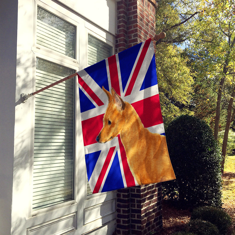 Min Pin with English Union Jack British Flag House Flag 28x40 Porch Sleeve Pole Decorative Outside Yard Banner Artwork Wall Hanging, Polyester