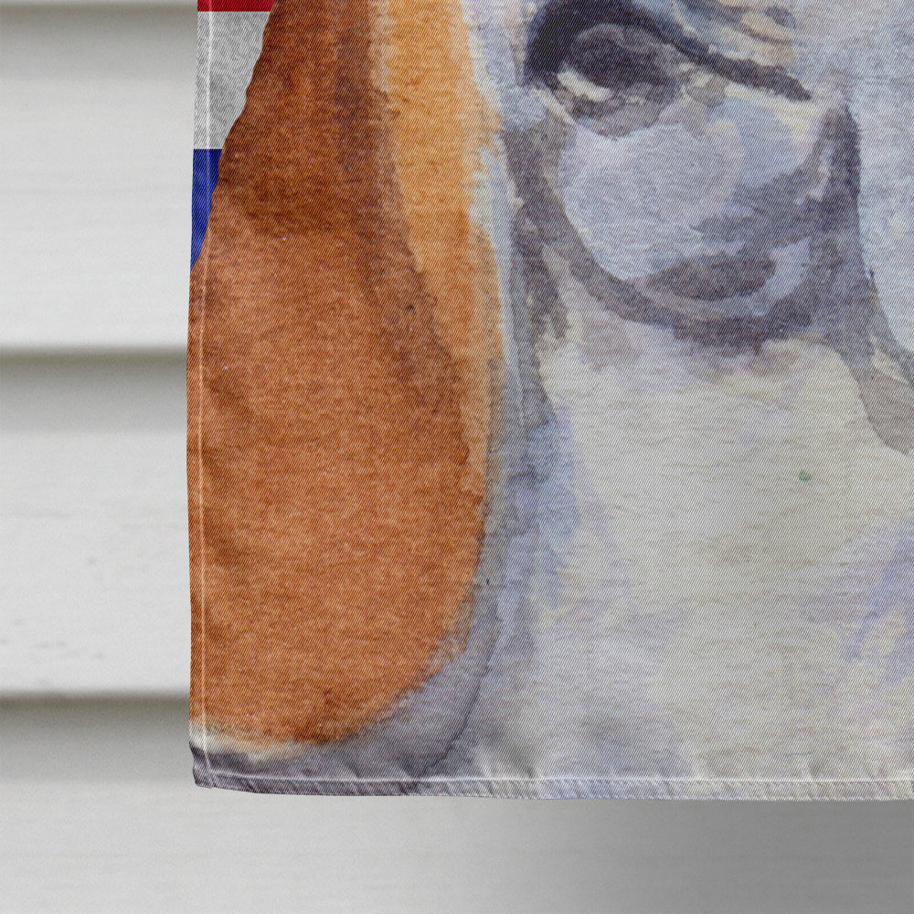 Basset Hound with English Union Jack British Flag House Flag 28x40 Porch Sleeve Pole Decorative Outside Yard Banner Artwork Wall Hanging, Polyester