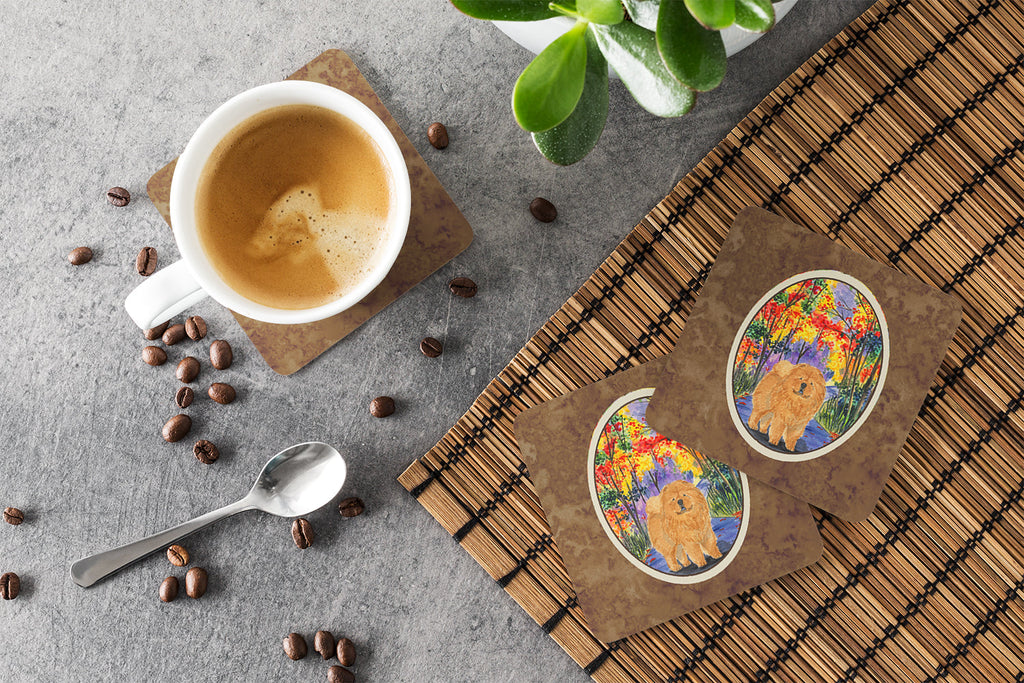 Chow Chow Foam Coasters Set of 4 Cup Coasters for Indoor Outdoor, Tabletop Protection, Anti Slip, Mouse pad Material