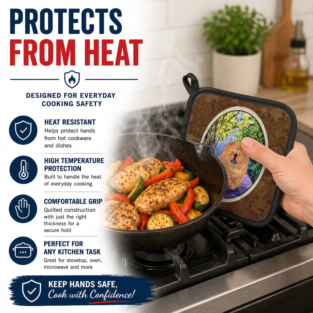 Chow Chow Pot Holder Set of 2 Heat Resistant Quilted Hot Pads 7.5 x 7.5 Inch, Insulated Kitchen Trivets for Cooking & Baking