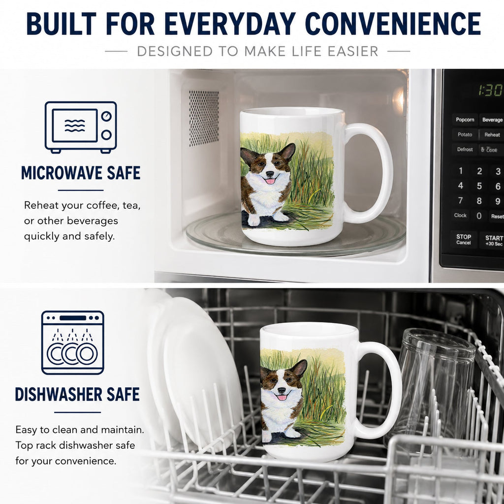 Corgi Ceramic Coffee Mug 15 oz Decorative Large C Handle Mug Cup for Tea, Cocoa Hot Chocolate