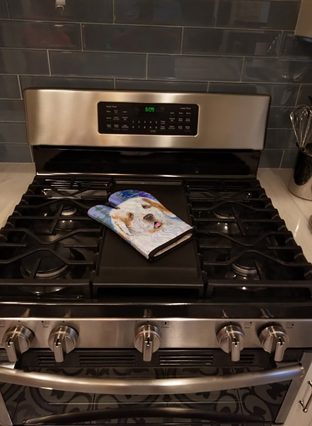 Clumber Spaniel Oven Mitt Heat Resistant Thick Oven Mitt for Hot Pans and Oven, Kitchen Mitt Protect Hands, Cooking Baking Glove