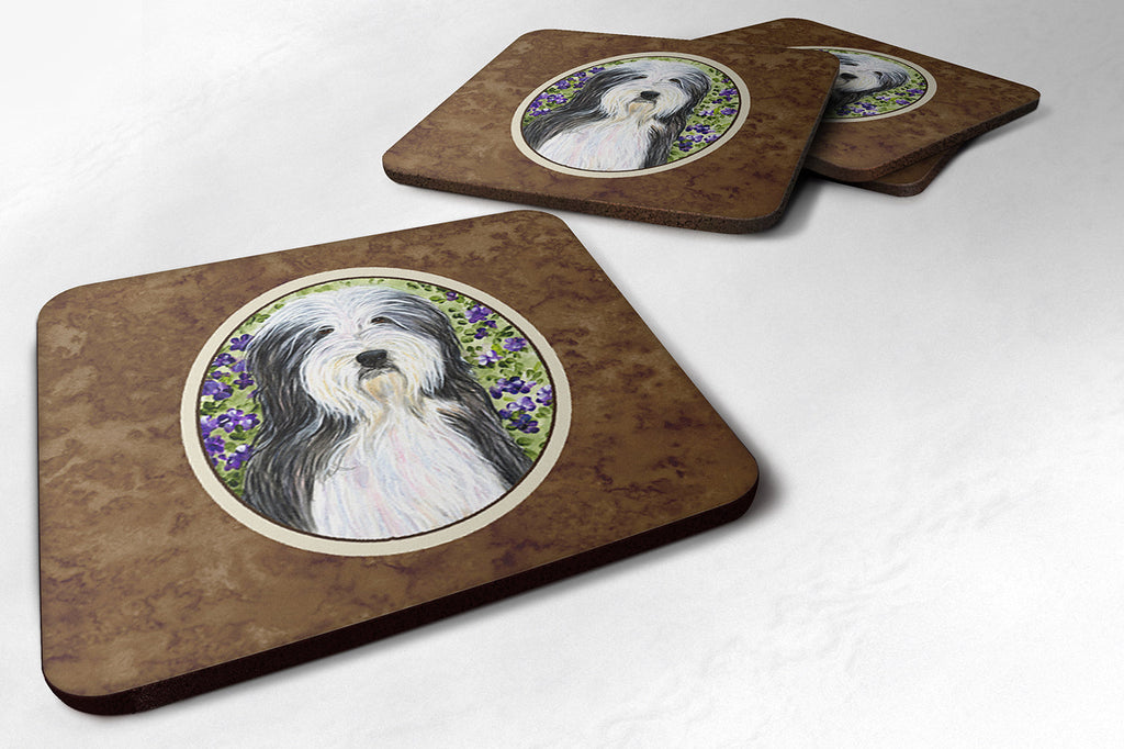 Bearded Collie Foam Coasters Set of 4 Cup Coasters for Indoor Outdoor, Tabletop Protection, Anti Slip, Mouse pad Material