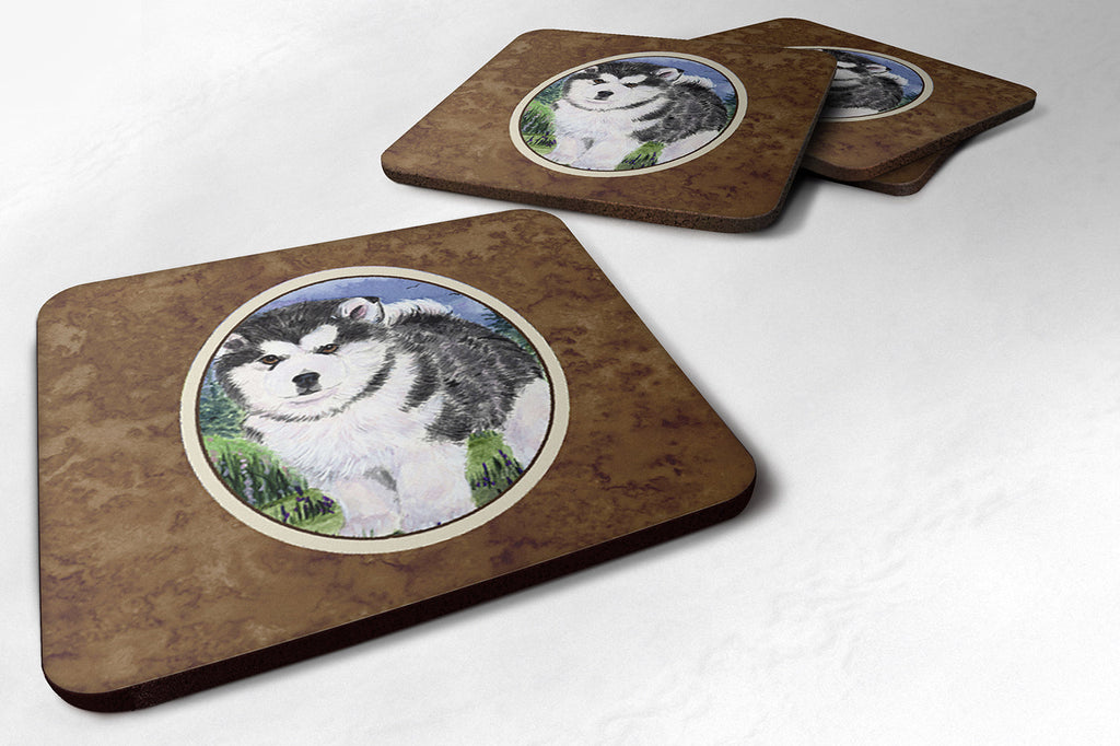 Alaskan Malamute Foam Coasters Set of 4 Cup Coasters for Indoor Outdoor, Tabletop Protection, Anti Slip, Mouse pad Material