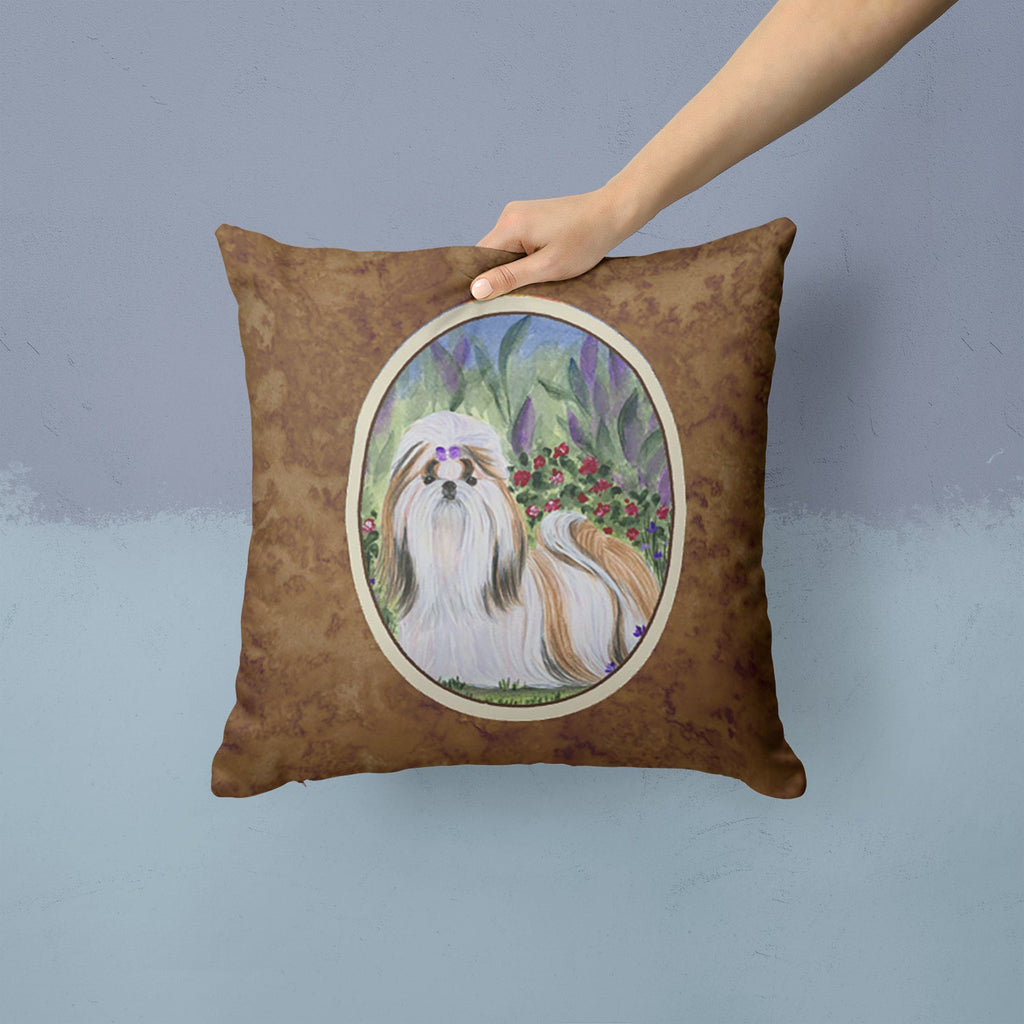Shih Tzu Decorative Throw Pillow 14x14 Indoor Outdoor Accent Cushion, Fabric Cover with Insert for Sofa, Bed, Porch & Living Room