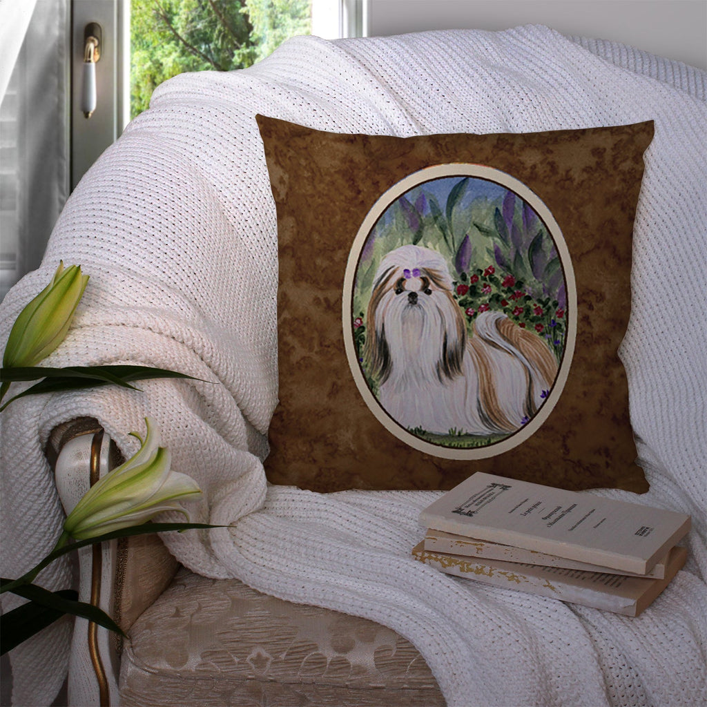 Shih Tzu Decorative Throw Pillow 14x14 Indoor Outdoor Accent Cushion, Fabric Cover with Insert for Sofa, Bed, Porch & Living Room