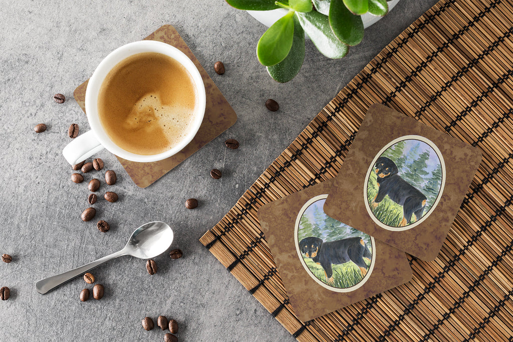 Rottweiler Foam Coasters Set of 4 Cup Coasters for Indoor Outdoor, Tabletop Protection, Anti Slip, Mouse pad Material