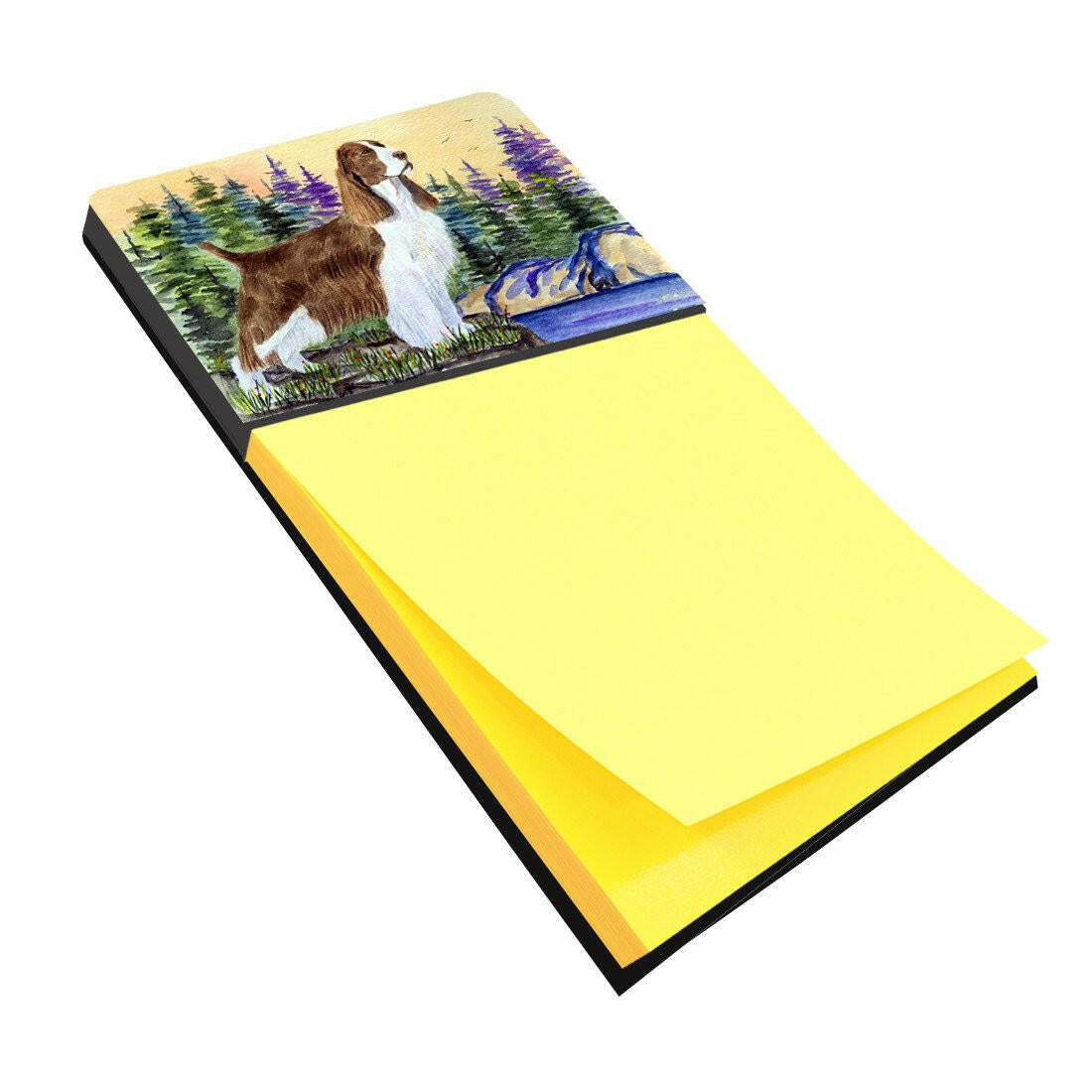 Springer Spaniel Watercolor Sticky Note Holder Refillable Dispenser Desk Accessory 3x3 Pad Gift