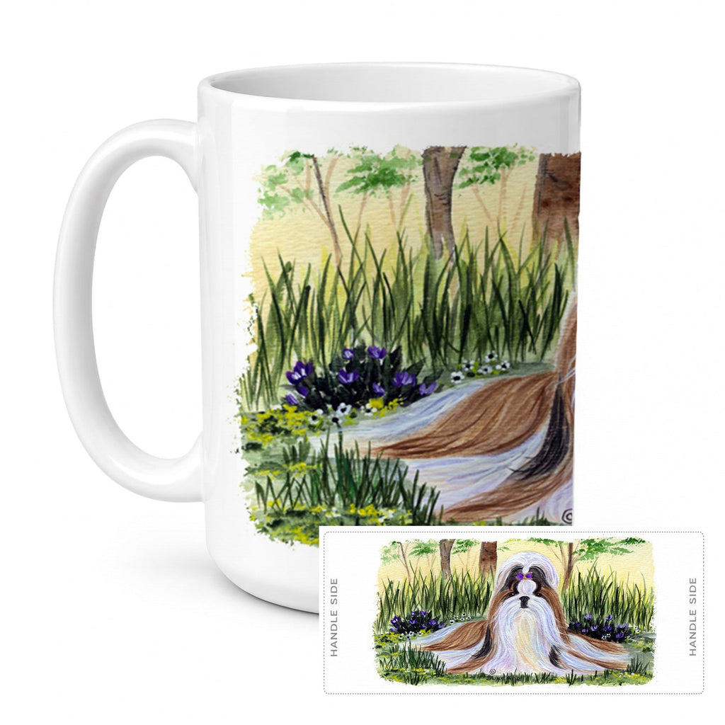 Shih Tzu Ceramic Coffee Mug 15 oz Decorative Large C Handle Mug Cup for Tea, Cocoa Hot Chocolate