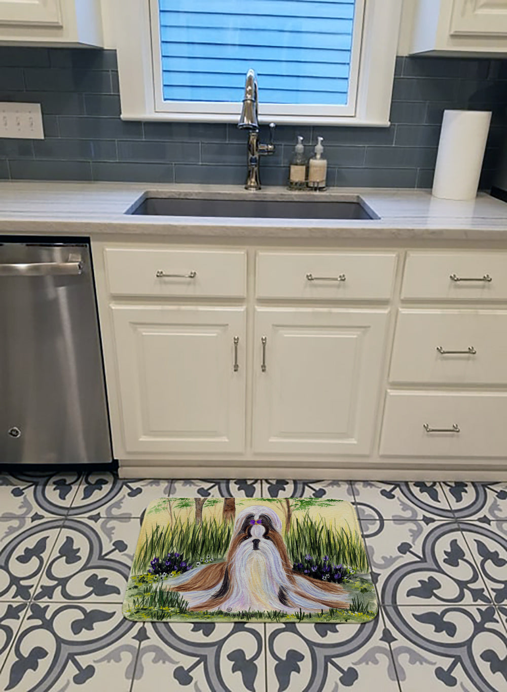 Shih Tzu Memory Foam Kitchen Mat Machine Washable Anti-Fatigue Cushion Comfort Bath or Kitchen Rug