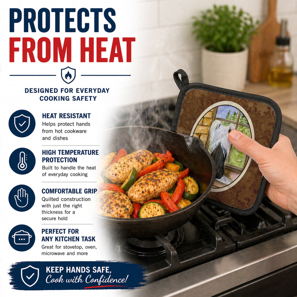 Chinese Crested Pot Holder Set of 2 Heat Resistant Quilted Hot Pads 7.5 x 7.5 Inch, Insulated Kitchen Trivets for Cooking & Baking