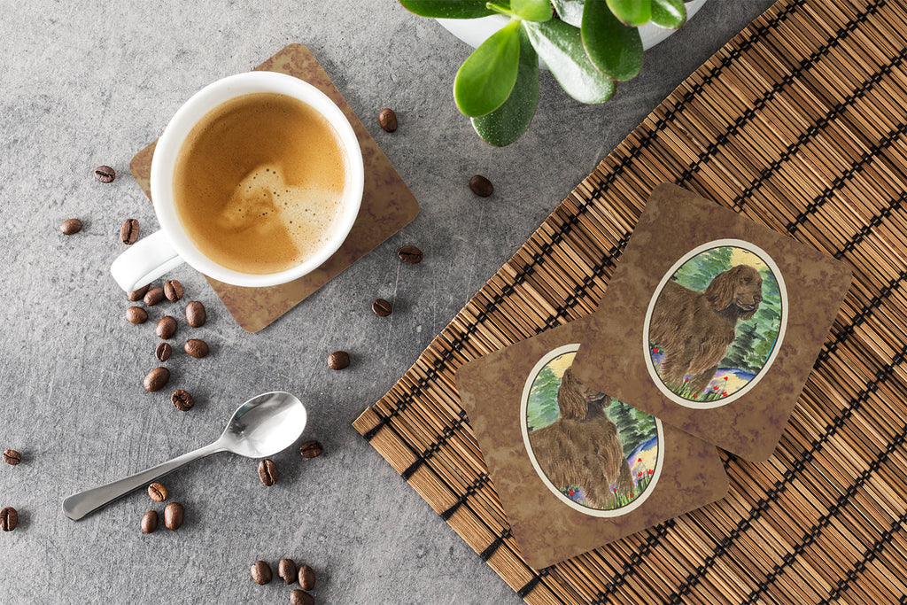Field Spaniel Foam Coasters Set of 4 Cup Coasters for Indoor Outdoor, Tabletop Protection, Anti Slip, Mouse pad Material