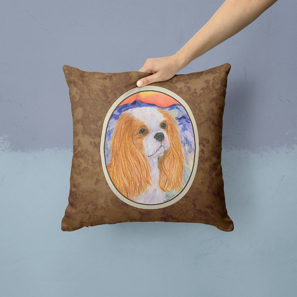 Cavalier Spaniel Decorative Throw Pillow 14x14 Indoor Outdoor Accent Cushion, Fabric Cover with Insert for Sofa, Bed, Porch & Living Room