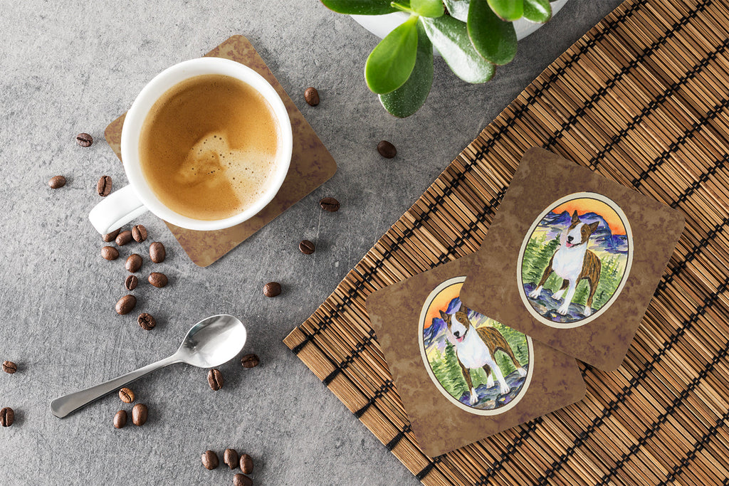 Bull Terrier Foam Coasters Set of 4 Cup Coasters for Indoor Outdoor, Tabletop Protection, Anti Slip, Mouse pad Material