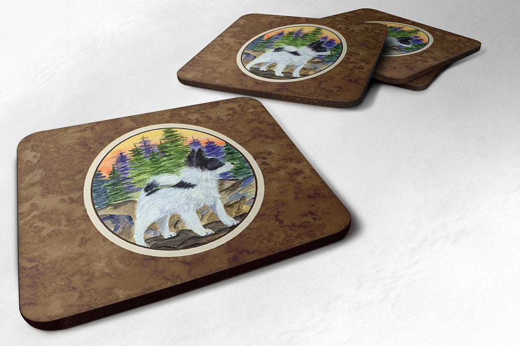 Papillon Foam Coasters Set of 4 Cup Coasters for Indoor Outdoor, Tabletop Protection, Anti Slip, Mouse pad Material