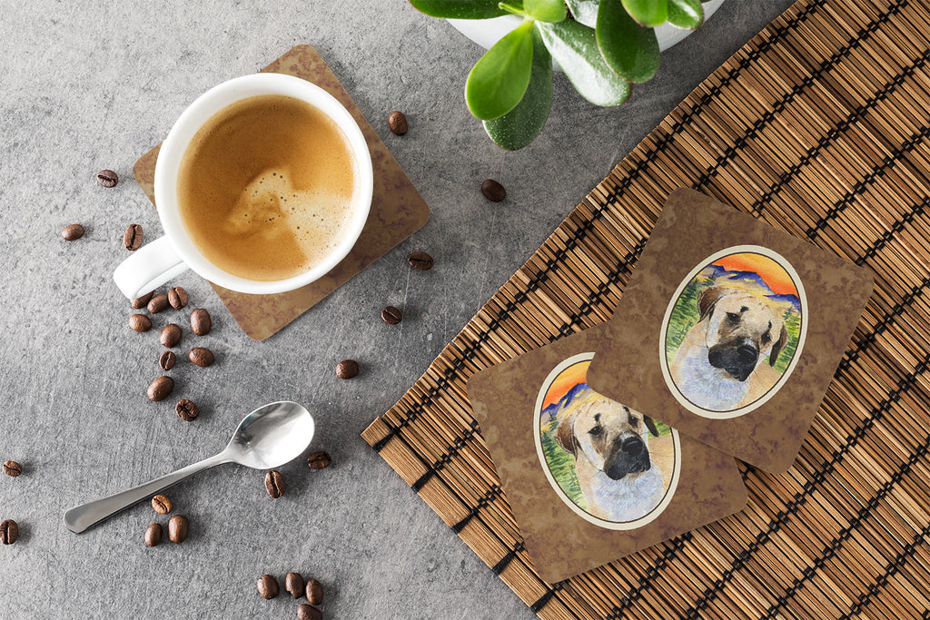 Anatolian Shepherd Foam Coasters Set of 4 Cup Coasters for Indoor Outdoor, Tabletop Protection, Anti Slip, Mouse pad Material