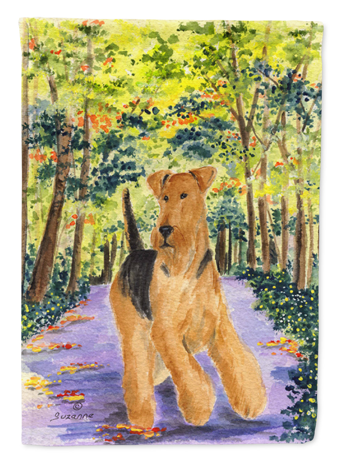 Airedale House Flag 28x40 Porch Sleeve Pole Decorative Outside Yard Banner Artwork Wall Hanging, Polyester