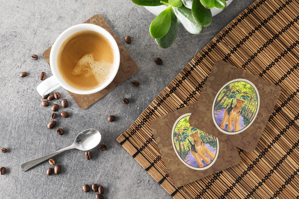 Airedale Foam Coasters Set of 4 Cup Coasters for Indoor Outdoor, Tabletop Protection, Anti Slip, Mouse pad Material