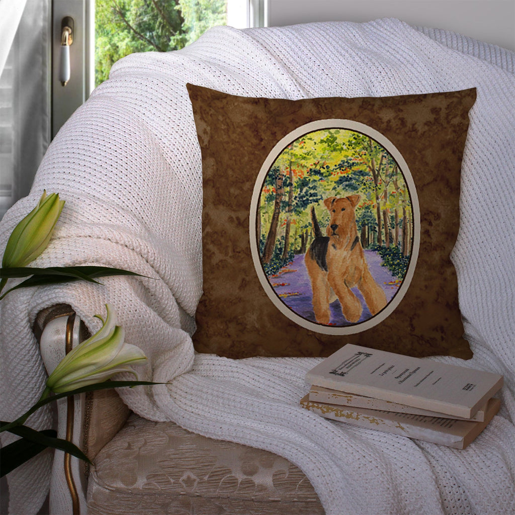 Airedale Decorative Throw Pillow 14x14 Indoor Outdoor Accent Cushion, Fabric Cover with Insert for Sofa, Bed, Porch & Living Room