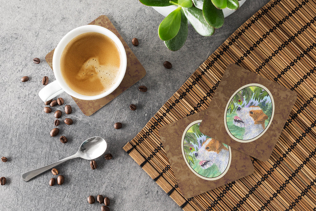Jack Russell Terrier Foam Coasters Set of 4 Cup Coasters for Indoor Outdoor, Tabletop Protection, Anti Slip, Mouse pad Material