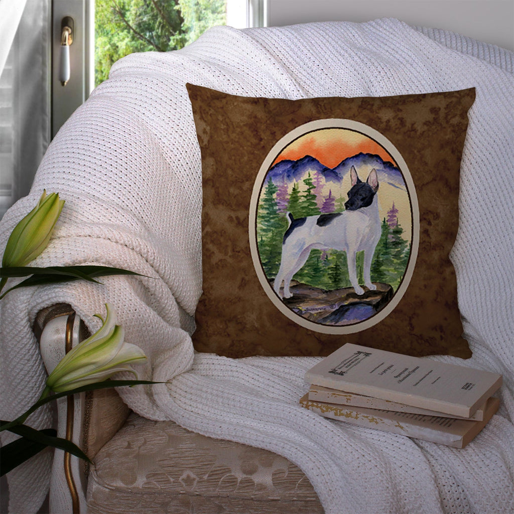 Rat Terrier Decorative Throw Pillow 14x14 Indoor Outdoor Accent Cushion, Fabric Cover with Insert for Sofa, Bed, Porch & Living Room