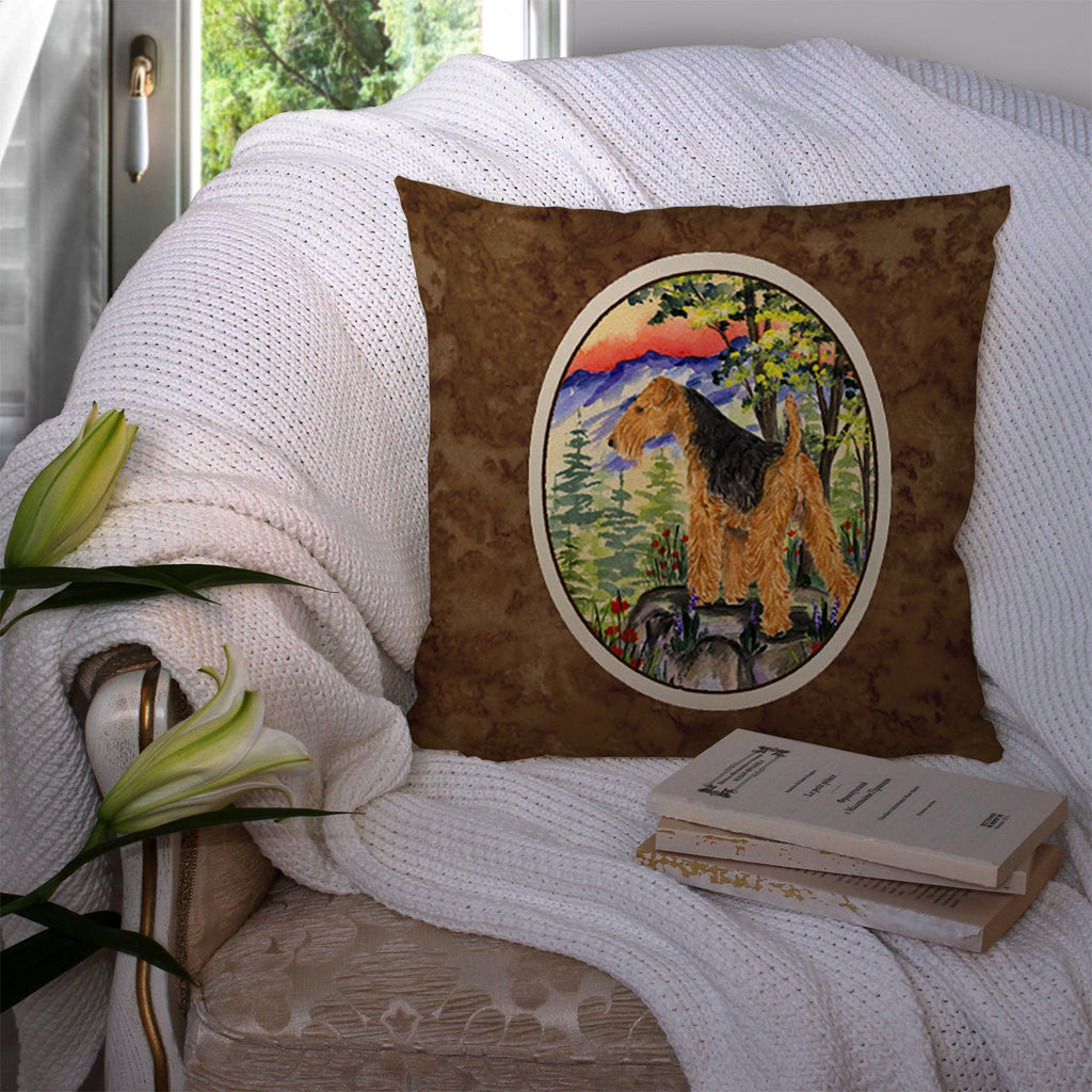 Lakeland Terrier Decorative Throw Pillow 14x14 Indoor Outdoor Accent Cushion, Fabric Cover with Insert for Sofa, Bed, Porch & Living Room