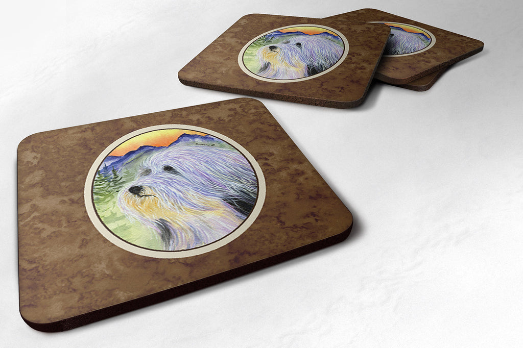 Bearded Collie Foam Coasters Set of 4 Cup Coasters for Indoor Outdoor, Tabletop Protection, Anti Slip, Mouse pad Material