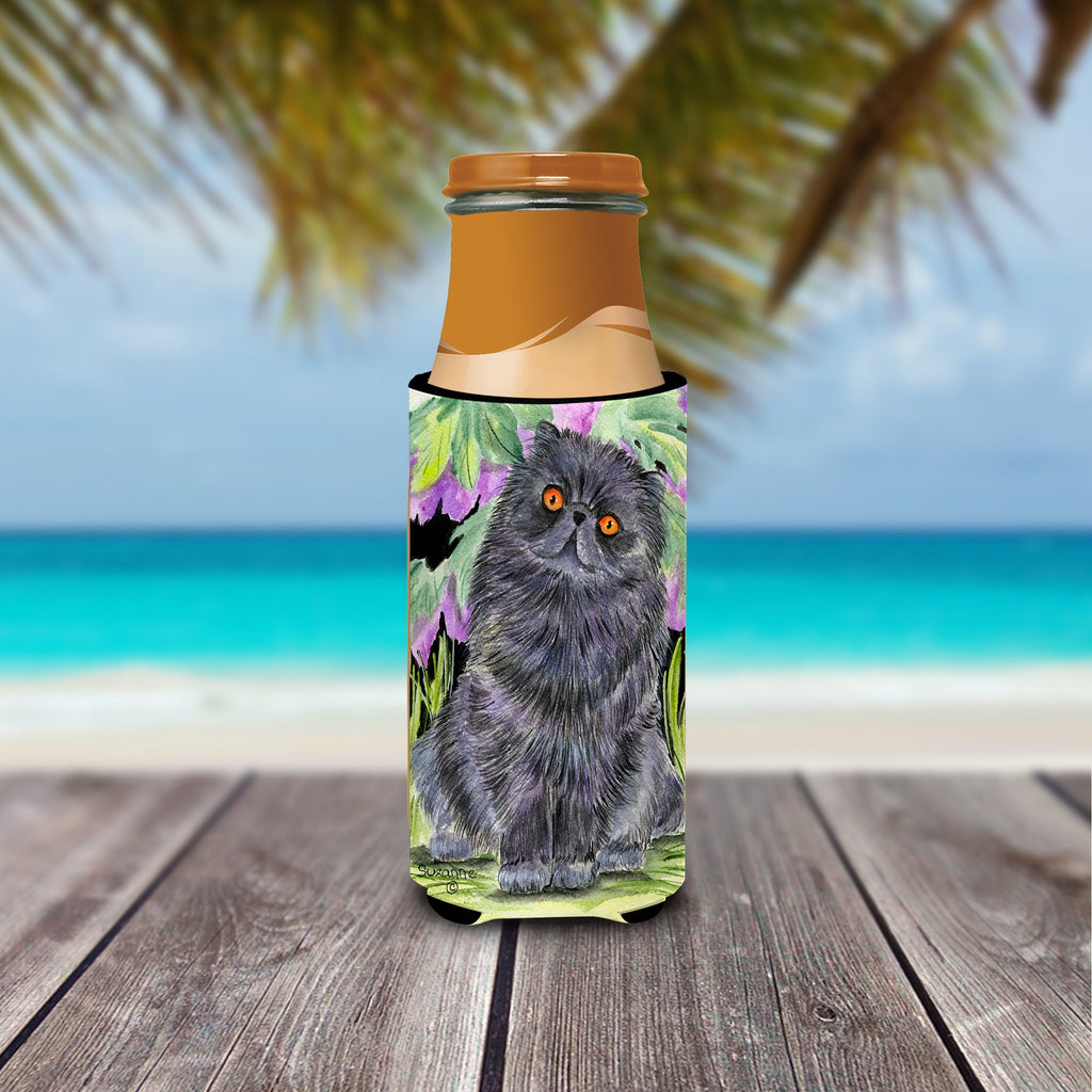 Cat - Persian Slim Can Hugger , Insulated Foam Hugger for 12 oz Slim Cans, Beer Bottles & Water Bottles, Printed in USA