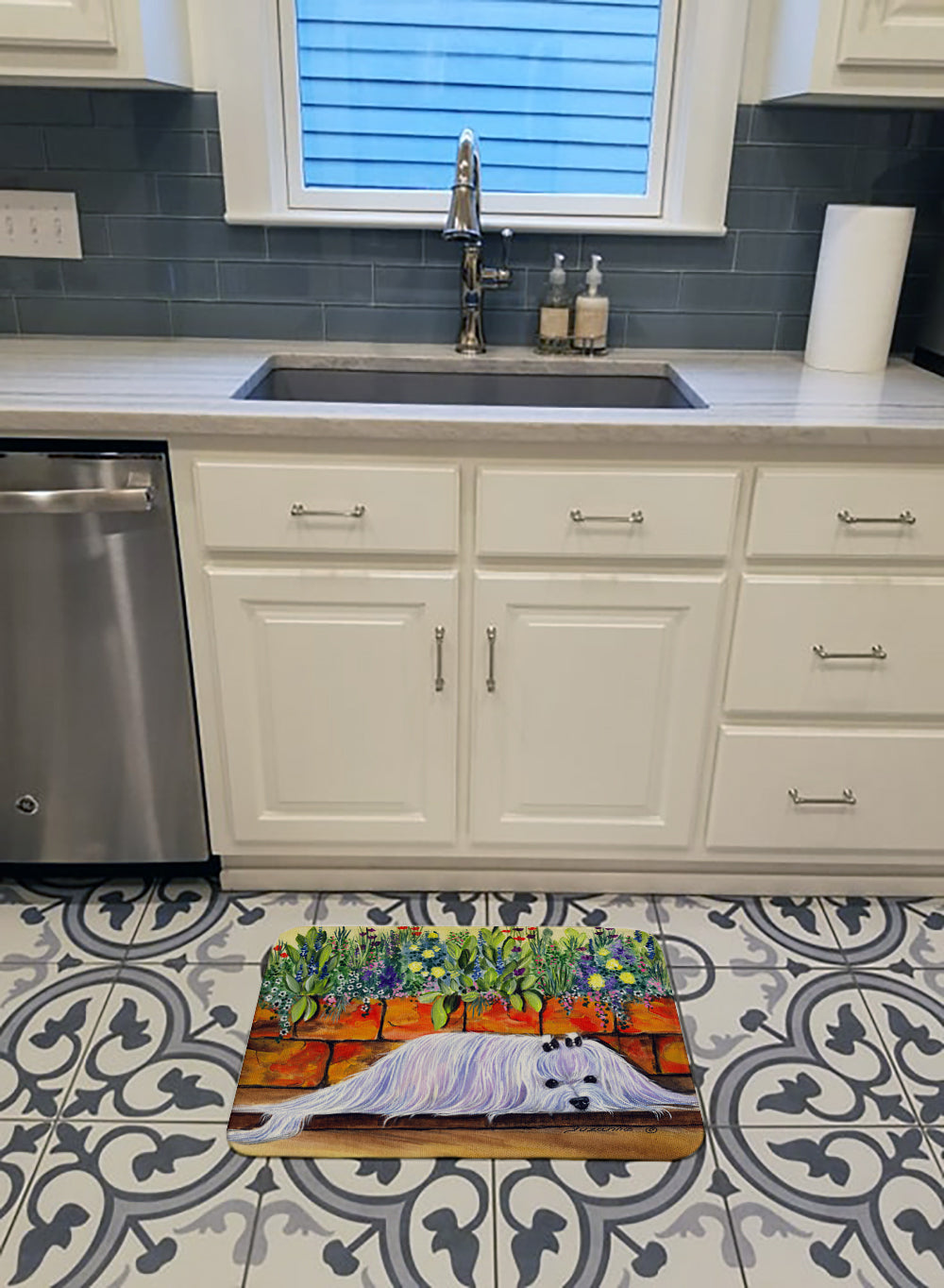 Maltese Memory Foam Kitchen Mat Machine Washable Anti-Fatigue Cushion Comfort Bath or Kitchen Rug