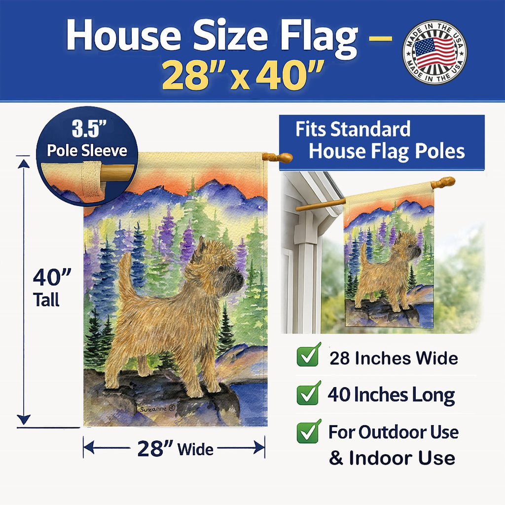 Cairn Terrier House Flag 28x40 Porch Sleeve Pole Decorative Outside Yard Banner Artwork Wall Hanging, Polyester